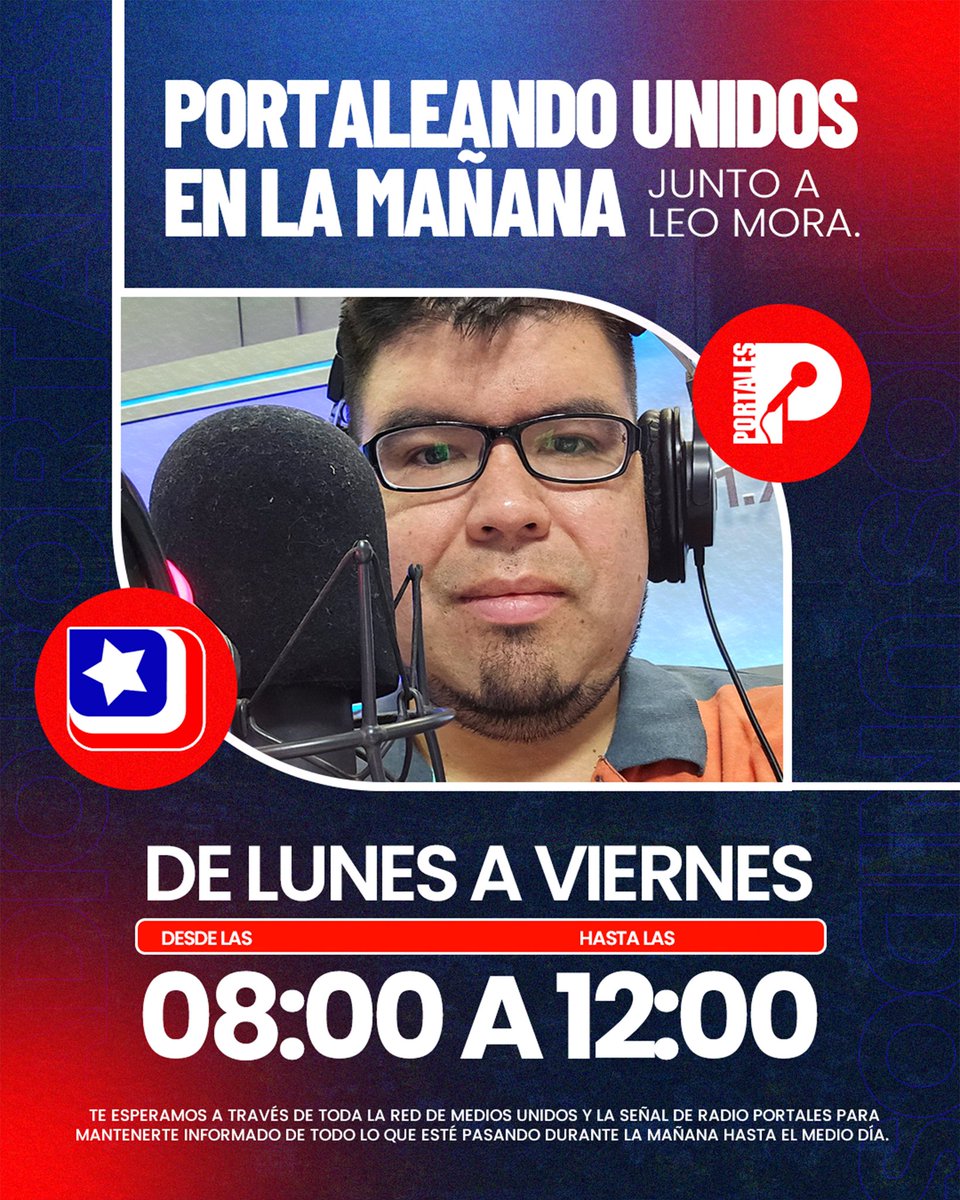 AL AIRE | <a href="/LeoMoraRadio/">Leo Mora</a> te trae las informaciones, música y más en Portaleando, Unidos, en La Mañana #UniendoAlPaísDeNorteASur 

Escúchanos en vivo: mediosunidos.cl