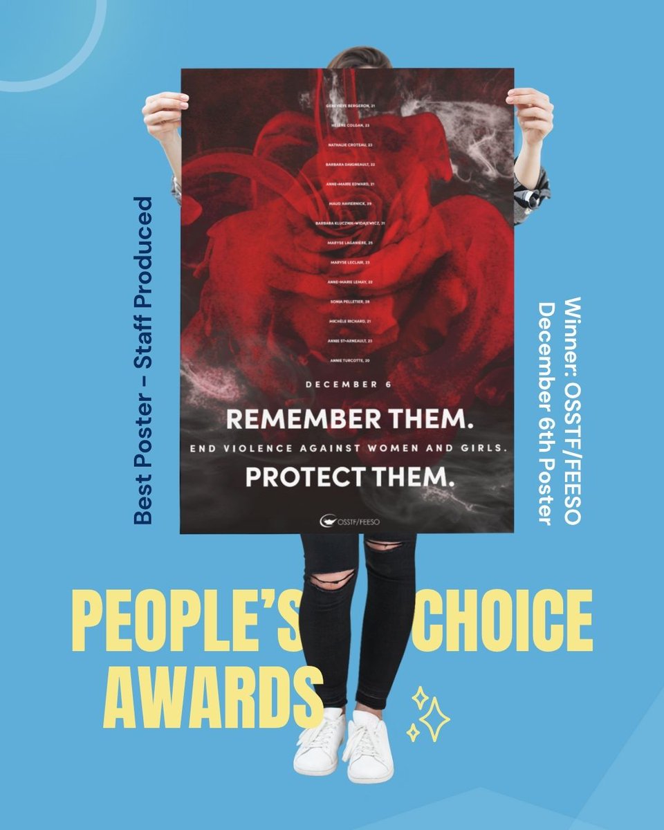 CanLabourMedia's tweet image. It&apos;s time for our People&apos;s Choice Awards - as voted by our members! 

The award for Best Poster (Staff Produced) goes to @osstf for their beautiful December 6th poster.