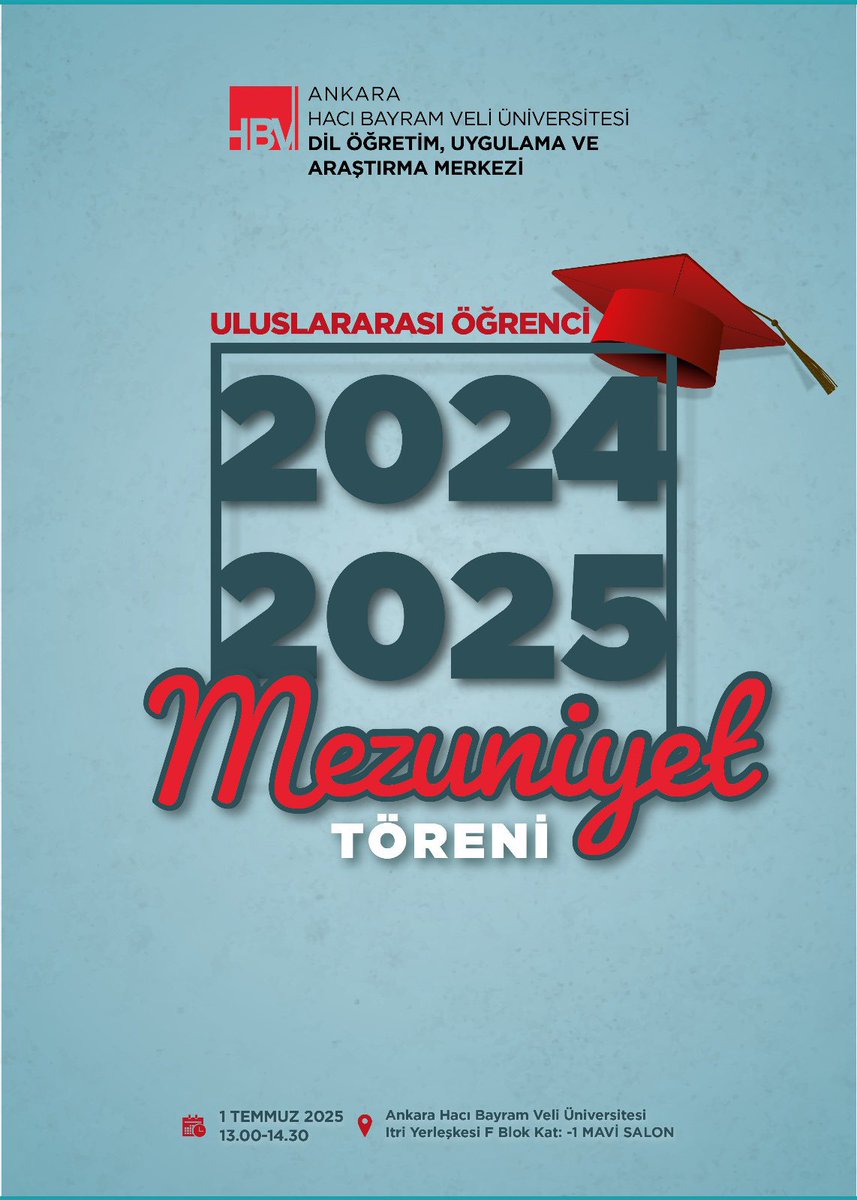 Ankara Hacı Bayram Veli Üniversitesi DİLMER’deki Türkçe öğrenimlerinin sonuna gelen uluslararası öğrencilerimizin mezuniyet törenine vakti müsait olan herkesi bekleriz. <a href="/hacibayramedutr/">Ankara Hacı Bayram Veli Üniversitesi</a>