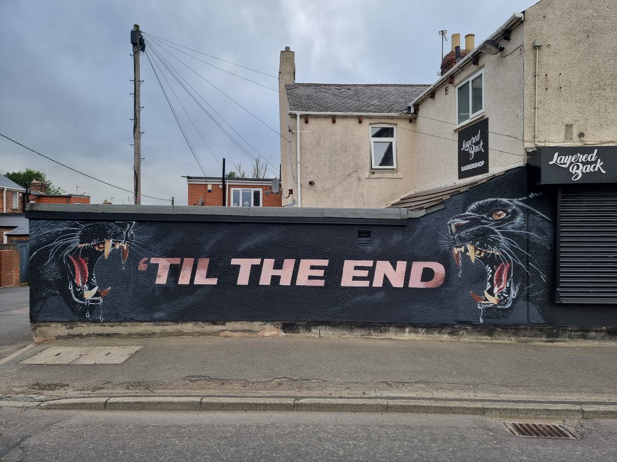 Pauljackybilton's tweet photo. Mural on my sons barber shop wall graswell houghton. https://t.co/LpCJHrptoh