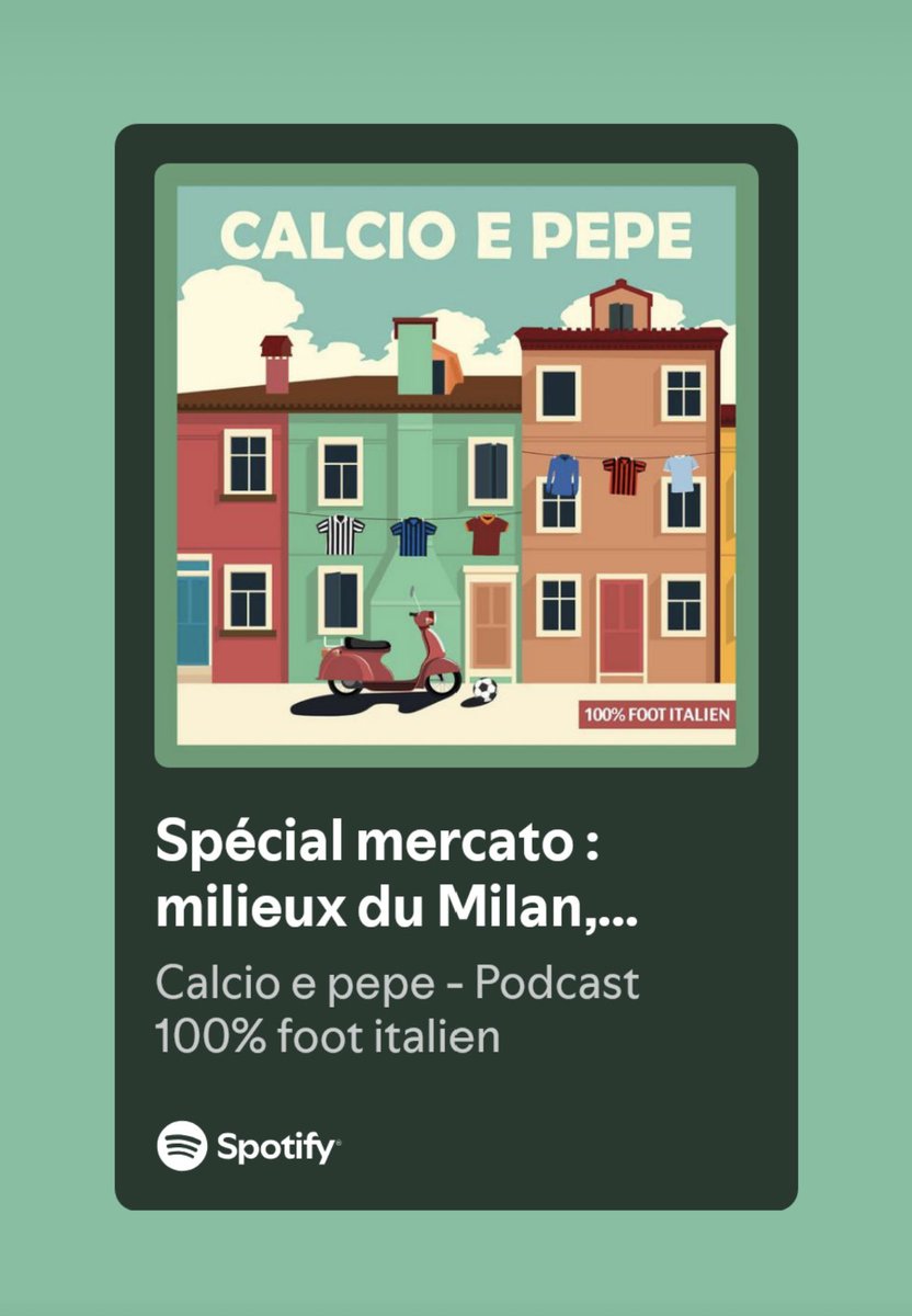⚽️🇮🇹 Nouvel épisode !

Spécial mercato : milieu du Milan, Chiesa, David, priorité du Napoli, Vlahovic, Scamacca, etc.

Avec <a href="/SipsTullio/">Hera</a> d’ <a href="/lnstantFoot/">Instant Foot ⚽️</a> !

Apple Podcast : podcasts.apple.com/fr/podcast/cal…

Spotify : open.spotify.com/episode/3HrIos…