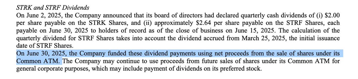 oh, it's dividend day for STRK + STRF! 

funded by...sale of shares under its Common ATM

(what's it called when new investors pay out old investors?)