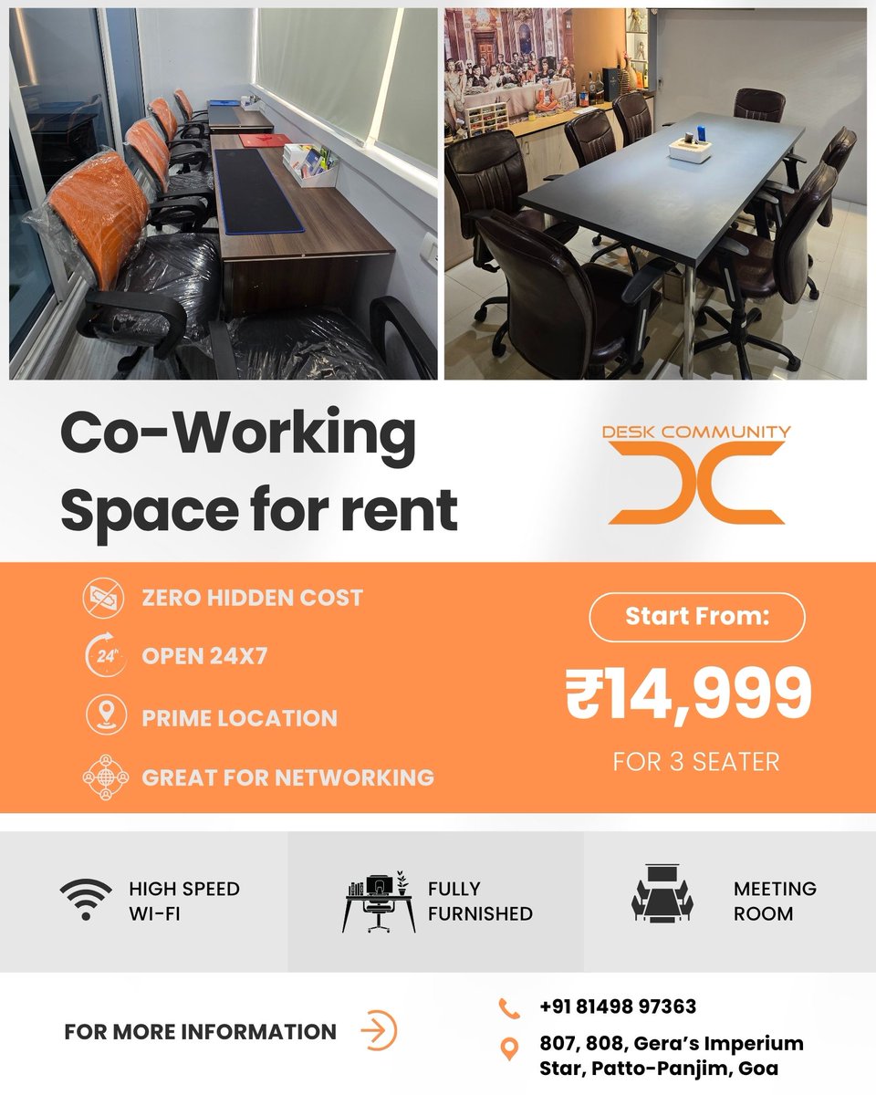 SmvvDeskcomm's tweet image. Discover the perfect co-working space at Desk Community!
Enjoy High-speed Wi-Fi, fully furnished, and meeting rooms included—ideal for networking and productivity!

#CoWorkingSpace
#DeskCommunity
#WorkFromAnywhere
#OfficeSpaceForRent
#NetworkingHub
#ProductiveWorkspace