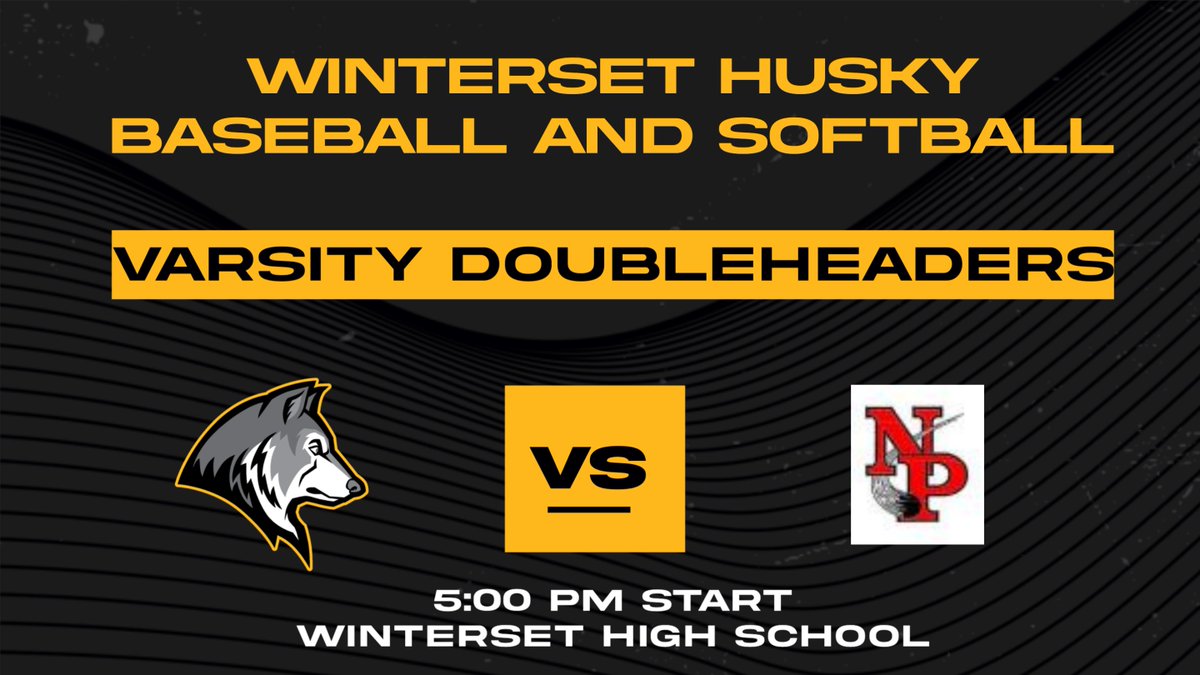 WintersetHusky's tweet image. 🥎 Winterset vs North Polk 
📍 Winterset High School
⏰ 5:00 - Varsity H

⚾️ Winterset vs North Polk
📍 Winterset High School
⏰ 5:00 - Varsity DH

🎟️ $8 - flex.hometownticketing.com/events
📺youtube.com/@WintersetHusk…