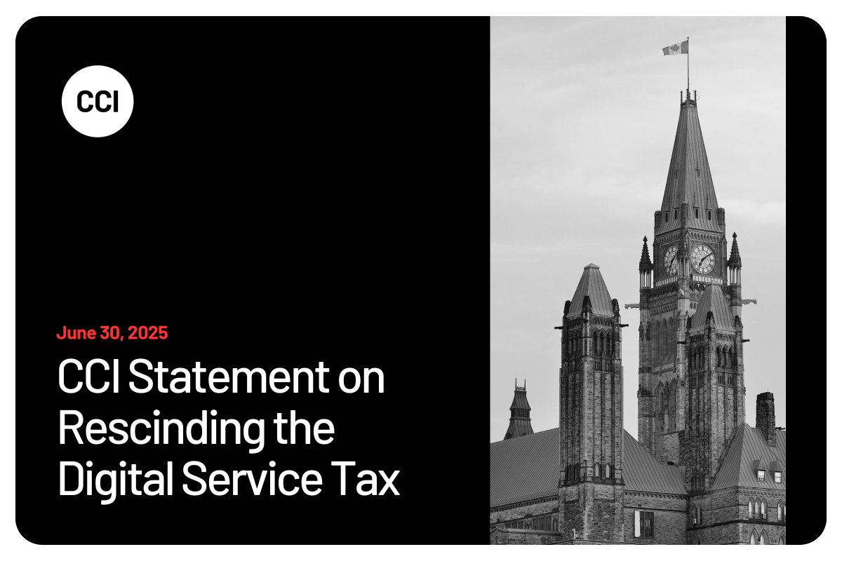 James McLeod (@jamespmcleod) on Twitter photo The federal government has rescinded the Digital Services Tax as part of ongoing negotiations wit the United States.
In response to the news, CCI President <a href="/Ben_Bergen/">Ben Bergen</a> issued a statement about the tax on behalf of our members.
canadianinnovators.org/content/cci-st… The federal government has rescinded the Digital Services Tax as part of ongoing negotiations wit the United States.
In response to the news, CCI President <a href="/Ben_Bergen/">Ben Bergen</a> issued a statement about the tax on behalf of our members.
canadianinnovators.org/content/cci-st…