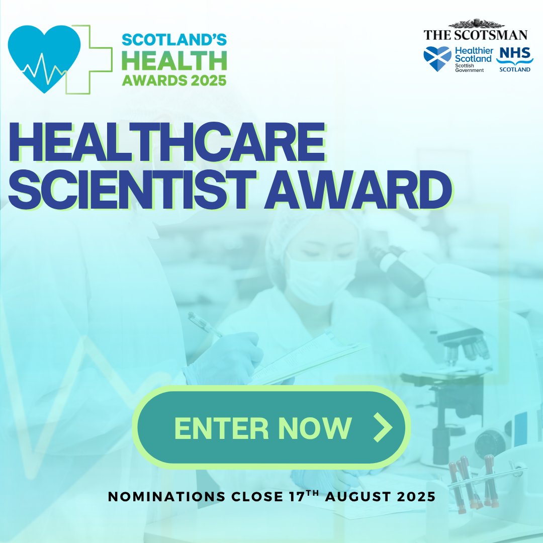 Know a Healthcare Scientist making a significant impact on people’s health and wellbeing? 
Submit your nomination for the award today: nationalworldevents.com/sha-2025/
#ScotHealthAwards