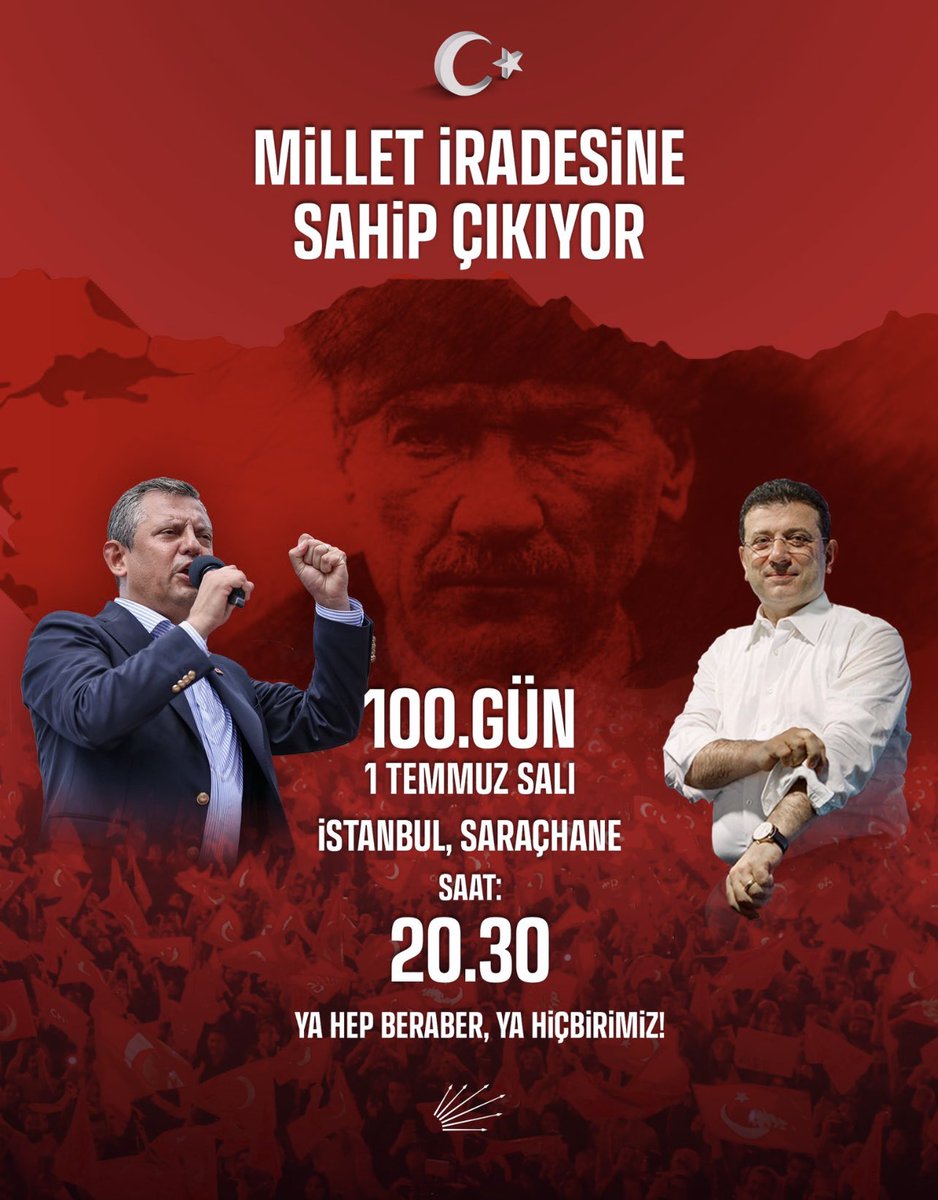 Oyumuz onurumuz. 

100 Gündür cezaevinde olan Başkanımıza “yanındayız” demek için, 

Demokrasi ve Adalet için,

Yarın 20:30’da Saraçhane’deyiz.