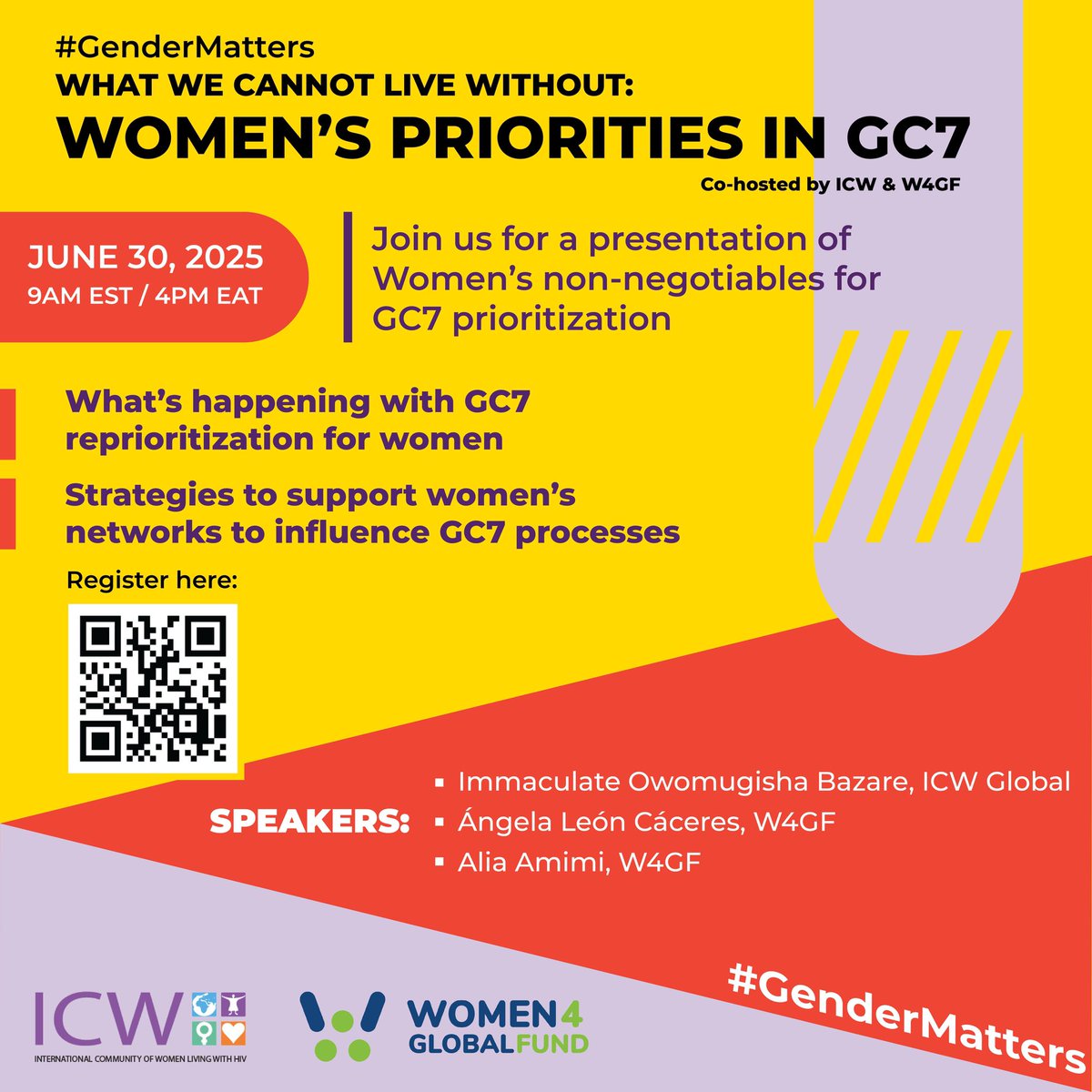 w4_gf's tweet image. 🕕 Starting soon!

📣 Join ICW Global &amp;amp; W4GF to speak up on what women in all our diversity cannot live without in GC7 reprioritisation.

🗓️ Today – 30 June
🕘 9AM EST | 3PM CET | 4PM EAT
🔗 bit.ly/4l2w9Ex
🗣️ Spanish interpretation available

#FundHerHealth…