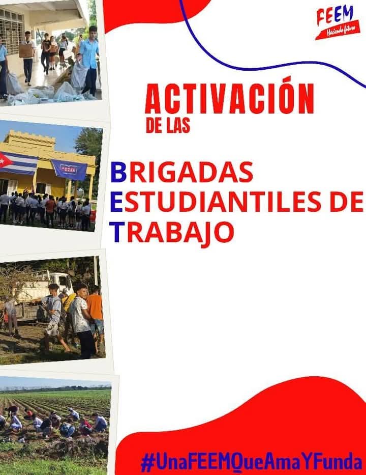 UJC de Cuba (@ujcdecuba) on Twitter photo La <a href="/FEEM_Cuba/">FEEM de Cuba ✌️🇨🇺</a> inició la activación de las Brigadas Estudiantiles de Trabajo (BET) durante los meses de julio y agosto, donde nuestro estudiantado demostrará su entusiasmo por contribuir a las tareas de impacto social.
#UJCdeCuba #SiempreJoven
<a href="/MeyvisEstevezE/">Meyvis Estevez Echevarría</a> La <a href="/FEEM_Cuba/">FEEM de Cuba ✌️🇨🇺</a> inició la activación de las Brigadas Estudiantiles de Trabajo (BET) durante los meses de julio y agosto, donde nuestro estudiantado demostrará su entusiasmo por contribuir a las tareas de impacto social.
#UJCdeCuba #SiempreJoven
<a href="/MeyvisEstevezE/">Meyvis Estevez Echevarría</a>