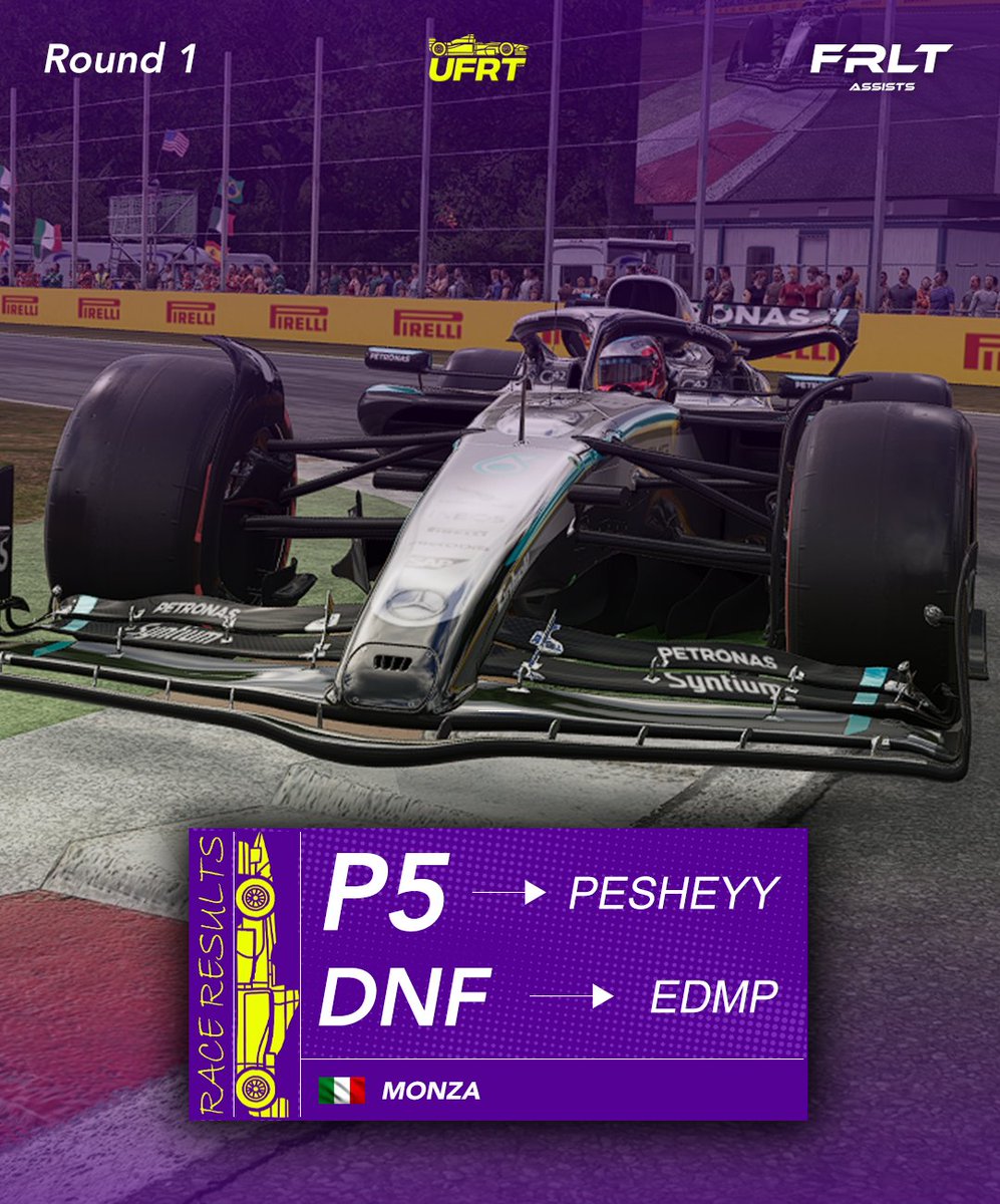 RACE RESULTS // <a href="/FRLTF1/">FRLT</a> Assists

Our opening race of F1 25 ends in a solid P5, and DNF after a last lap puncture put EDMP into the wall at the final corner. 

#ItsOurTurn