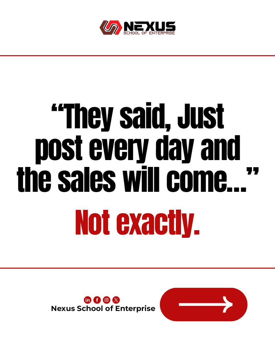 essoschool's tweet photo. Posting every day but still not making sales? You don’t have a content problem you have a strategy problem.
More posts does not equal more money.

Swipe through to find out what actually drives results.
#Nexusschoolofenterprise #NSOE #nexustips #enterpreneur #education #nexus https://t.co/0AkXLkTwwF