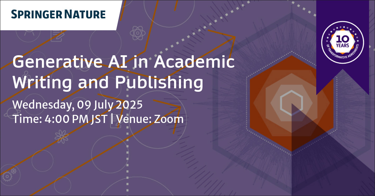 How is Generative AI reshaping academic writing? Join our live webinar on 9th July dedicated for researchers in Japan to explore its benefits, risks, and ethical use in publishing. Register now! spklr.io/6011B6Nb5