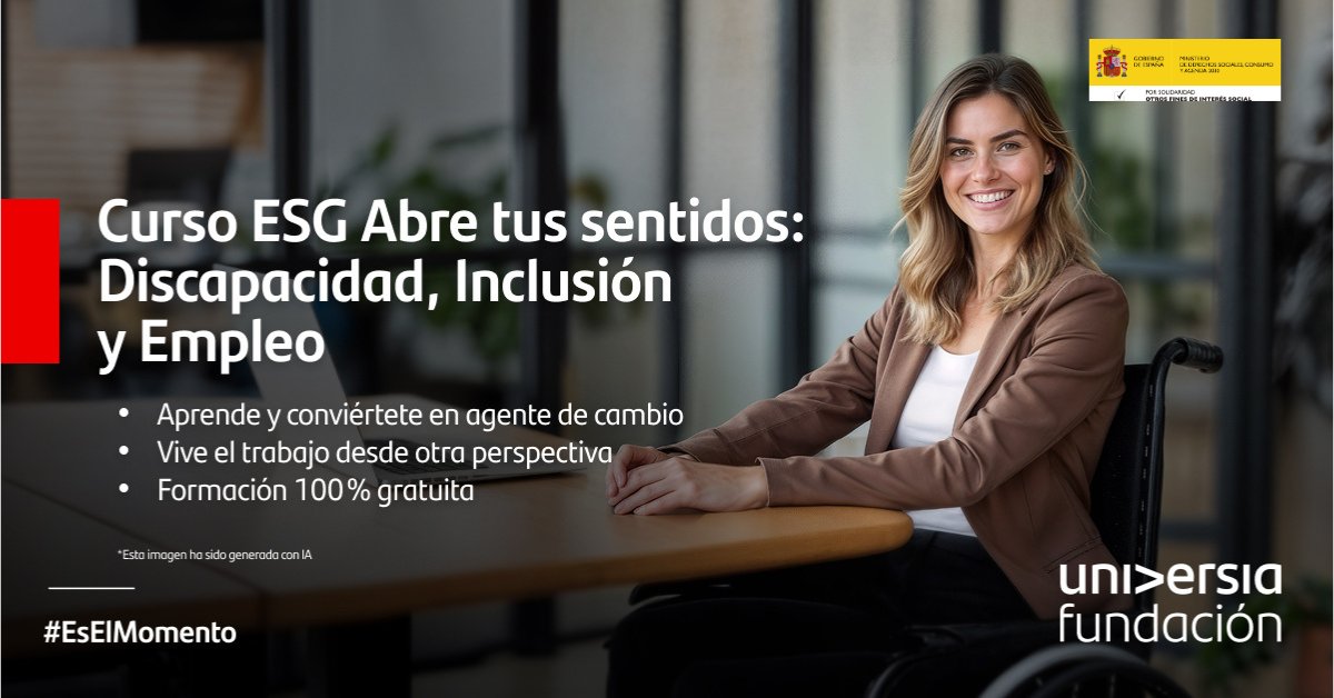 Hay experiencias que cambian tu forma de ver la discapacidad. Esta es una de ellas.

Curso ESG Abre tus sentidos: Discapacidad, Inclusión y Empleo ¡100% gratuito y online! 

🎮 Con videojuego inmersivo: “Abre tus sentidos”
🎓 Con certificado
👉 Inscríbete: ow.ly/B7w050WiiFo