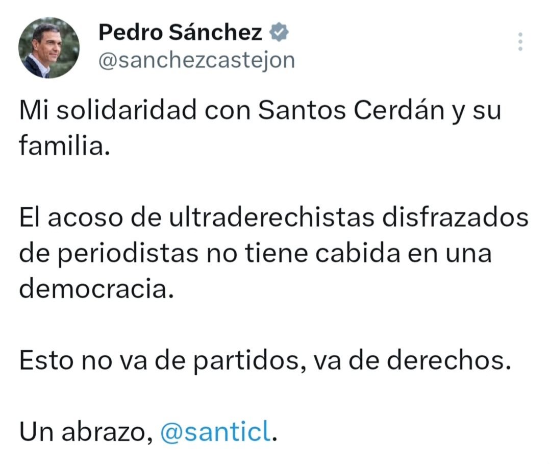 isabeltrias's tweet photo. Hola, @sanchezcastejon. Este tweet tuyo de Mayo, cuando todo era fango de la ultraderecha, es muy bonito. Hoy Santos Cerdán entra en prisión. Y tú eres el JEFE de todo esto. https://t.co/GLBJgHkdYT