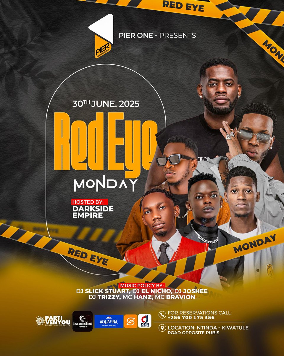 hudson_mugweri's tweet photo. Place to be on a  Monday is @Pier1_Ntinda 

Come and enjoy the #RedEyeMonday featuring @djSlickStuart , DJ El Nicho, DJ Trizzy and DJ Joshee 

Make your reservations asap. https://t.co/rihoW5HSzC