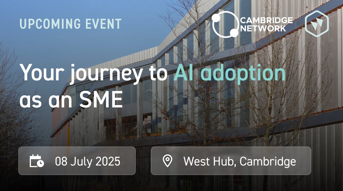 2 weeks to go!

Just two weeks left until our event in collaboration with Cambridge Network: 'Your journey to AI adoption as an SME'.

See you there!

🕣 08:30 – 10:30 | 📍 West Hub, Cambridge

cambridgenetwork.co.uk/events/your-jo…

#CambridgeKinetics #Kinabase #AIforSMEs #CambridgeNetwork