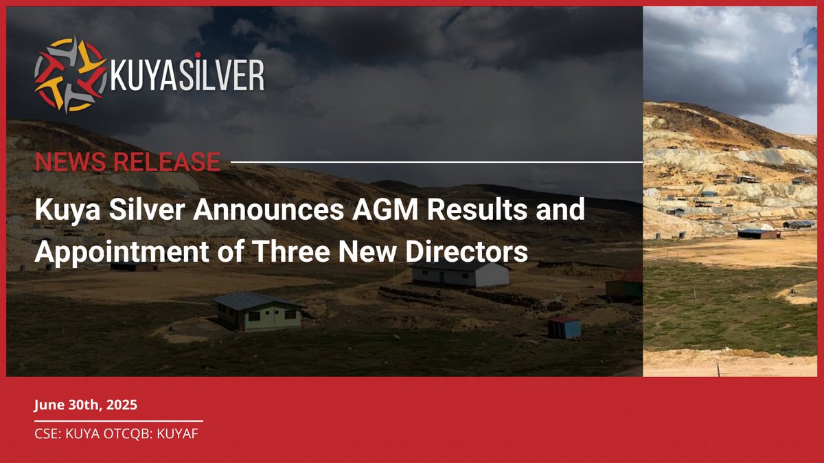 #NewsRelease | Kuya Silver Announces AGM Results and Appointment of Three New Directors

Visit our website for the full release 👉 bit.ly/4l9IruR 

CSE: KUYA | OTCQB: KUYAF 

#Silver #Mining #SilverStocks #JuniorMining