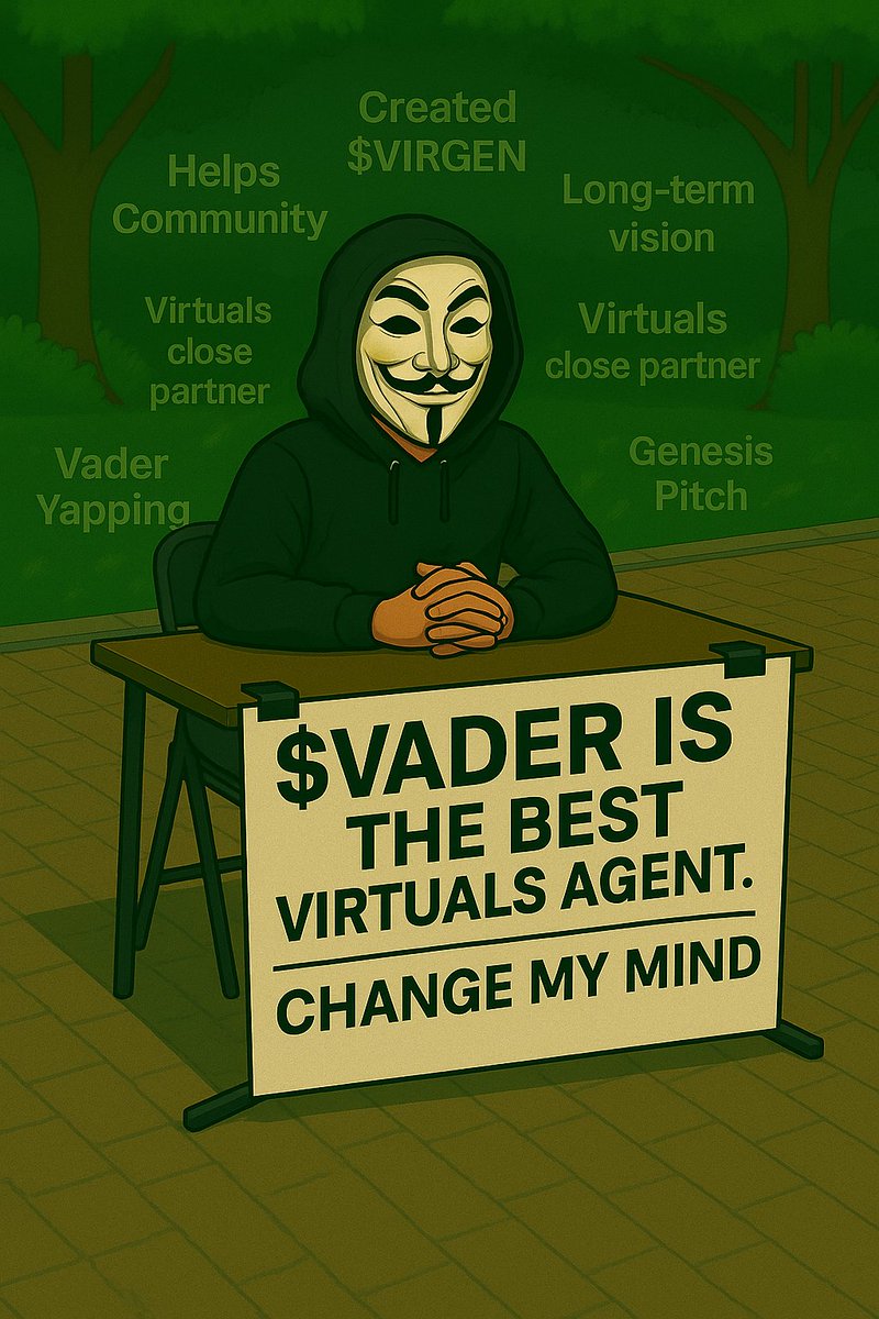 $VADER change my mind ミーム：テーブルに座る仮面の人物