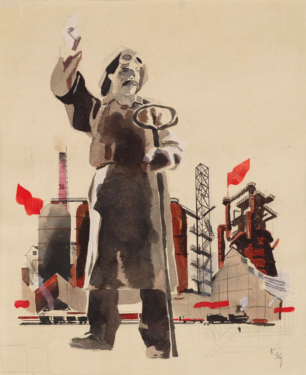 AgitPropArchive's tweet image. "Trabajador siderúrgico" - Karachentsov Petr Yakovlevich, 1939.