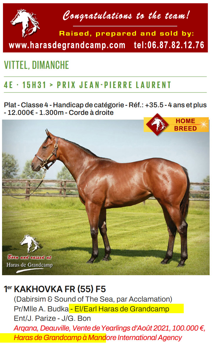 Congratulations #Kakhovka, and team, 1st Prix Jean-Pierre Laurent / Vittel - 2025.06.29
Kakhovka, born, raised and sold by HDG🙂 harasdegrandcamp.com