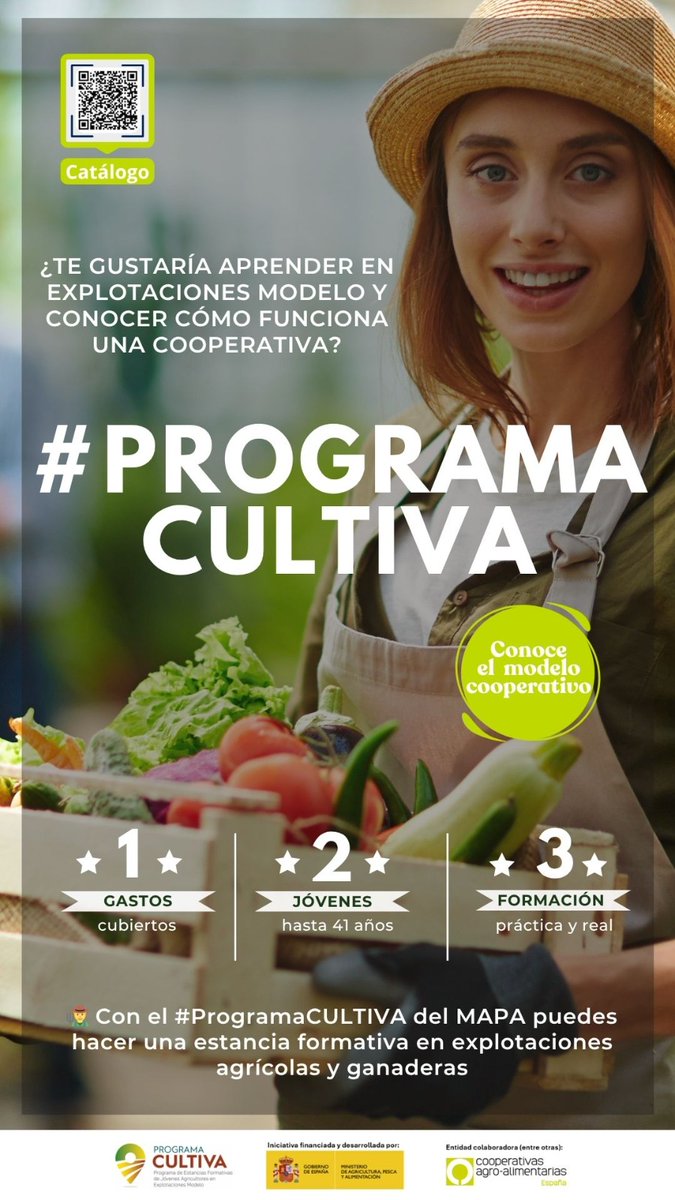 CoopsAgroES's tweet image. 👩‍🌾👨‍🌾Si trabajas en el campo y eres menor de 41 años  Apúntate al #ProgramaCULTIVA 2025 @gobmapa hasta el 9 julio y vive una estancia formativa GRATUITA 
📲Mira el CATÁLOGO: mapa.gob.es/es/desarrollo-…
✨ Además podrás conocer el modelo #cooperativo agro-alimentarias.coop/posts/abierta-… @urcacyl