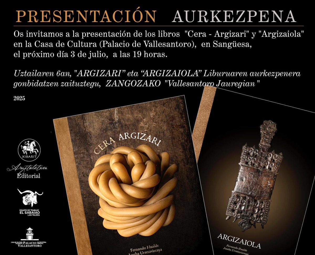 Este jueves estaremos en SANGÜESA presentando de forma conjunta dos libros que hemos sacado recientemente y que nos acercan al mundo del uso de la cera en los diversos ritos, principalmente en los funerarios.