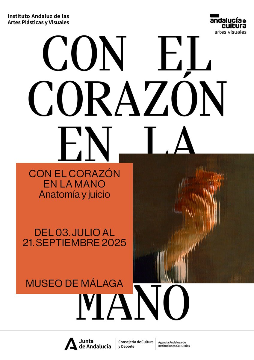 ➧ Agencia Andaluza de Instituciones Culturales (@culturacuenta) on Twitter photo El 3 de julio te invitamos en el <a href="/Museo_Malaga/">Museo de Málaga</a> a la inauguración de la exposición ‘Con el corazón en la mano’, comisariada por Fernando Castro Flórez, con 20 artistas andaluces.
📢 19h en #Malaga
<a href="/CulturaAND/">Cultura Junta de Andalucía</a> <a href="/MalagaJunta/">MálagaJunta</a> <a href="/MasMlg/">Más Málaga</a> <a href="/LorenaCodes/">Lorena Codes</a> El 3 de julio te invitamos en el <a href="/Museo_Malaga/">Museo de Málaga</a> a la inauguración de la exposición ‘Con el corazón en la mano’, comisariada por Fernando Castro Flórez, con 20 artistas andaluces.
📢 19h en #Malaga
<a href="/CulturaAND/">Cultura Junta de Andalucía</a> <a href="/MalagaJunta/">MálagaJunta</a> <a href="/MasMlg/">Más Málaga</a> <a href="/LorenaCodes/">Lorena Codes</a>