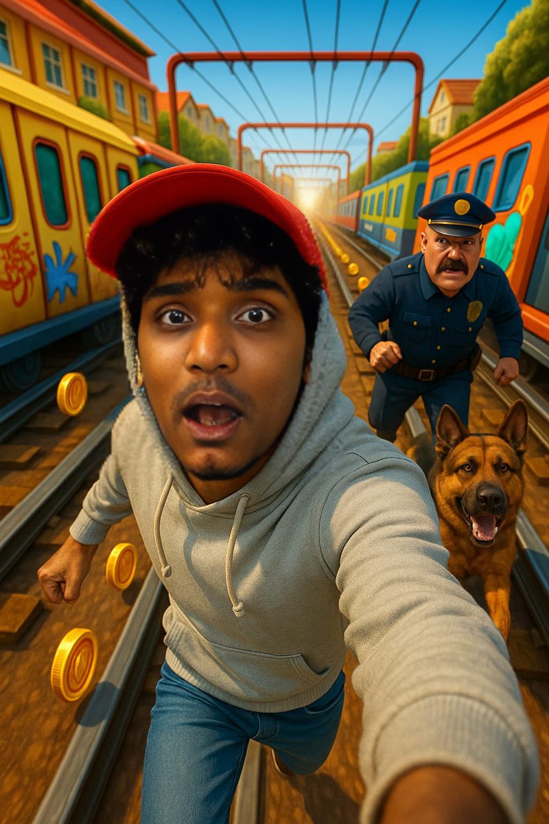 TechViner's tweet photo. Mee image ilaa cheskovachu, 
ChatGPT open chesi , mee clear image okati upload cheyandi, 
Tarvata ee prompt paste cheyandi
Prompt : 
I want you to create an image : “A hyper-realistic, dynamic 3D render inspired by the Subway Surfers game. “Comments lo migilina prompt undi”. https://t.co/ctr7wuMwK1