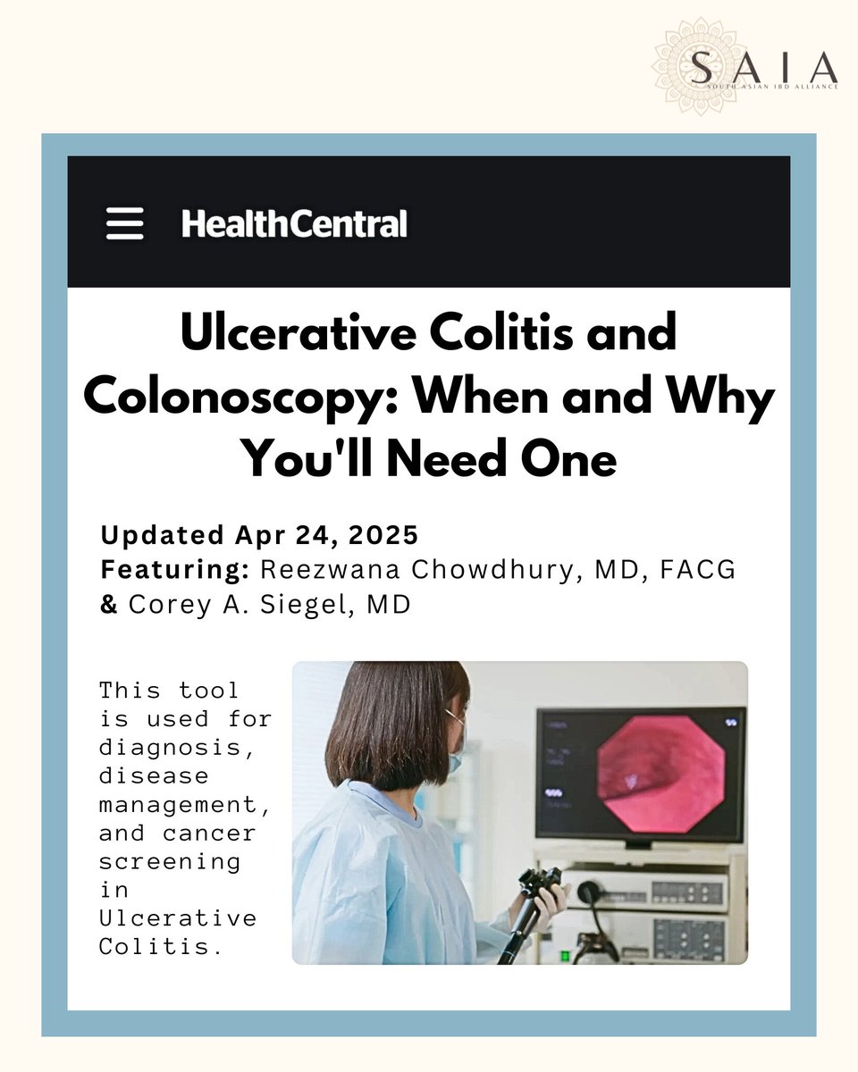 SAIA (@saia_ibd) on Twitter photo We're thrilled to share our own Chair of the Membership Committee, @reezwanacmd, was featured in an article in <a href="/healthcentral/">HealthCentral</a> 🙌🏽
This article features expert insights on #colonoscopy and #ulcerativecolitis and answers common patient questions around colonoscopies: We're thrilled to share our own Chair of the Membership Committee, @reezwanacmd, was featured in an article in <a href="/healthcentral/">HealthCentral</a> 🙌🏽
This article features expert insights on #colonoscopy and #ulcerativecolitis and answers common patient questions around colonoscopies: