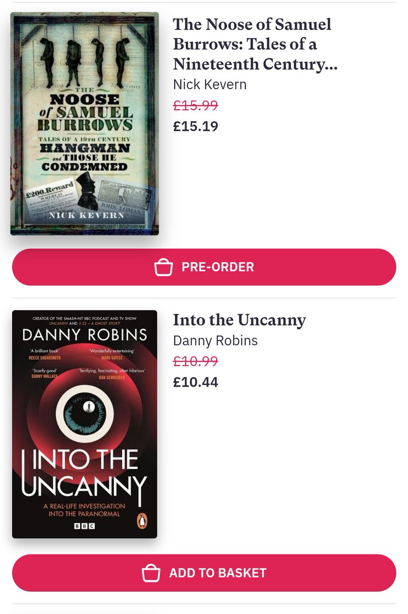 nick_kevern's tweet image. Just checked out @bookshop_org_UK and noticed that The Noose of Samuel Burrows is right next to Into The Uncanny by @danny_robins on the charts. Love the Uncanny Podcast and it's a great live show to go and see!
Be sure to give his podcast a listen...you won't regret it.