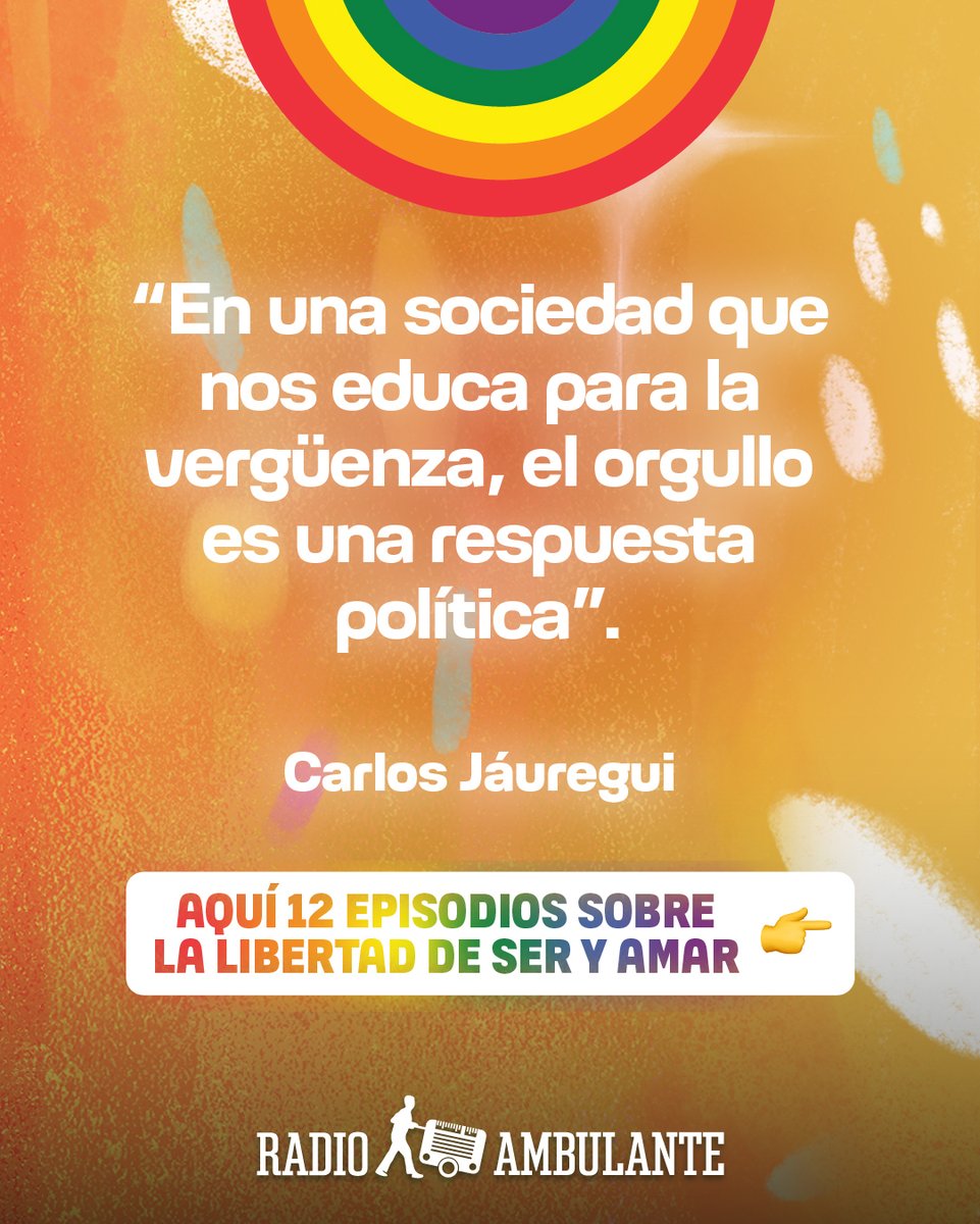 🌈"En un una sociedad que nos educa para la vergüenza, el orgullo es una respuesta política". 

Antes de que termines este junio, te recomendamos escuchar estos episodios sobre la liberta de ser y amar 👉open.spotify.com/playlist/1FwSh…