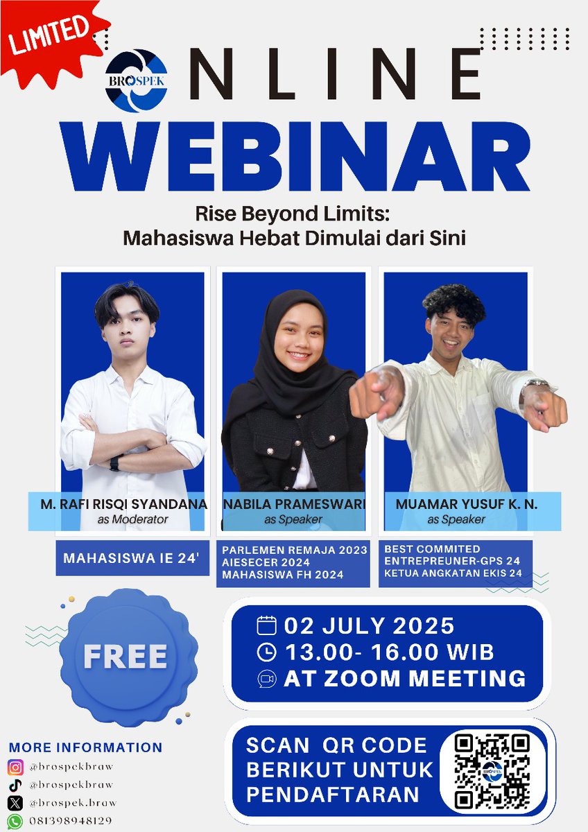 brospekbraw's tweet photo. wihh ada webinarv seru nihh, pematerinya keren keren lhoo, kuy ikutan maba maba biar bisa jadi mahasiswa yang keren abizzz. 

GRATISSSS. 

kalian juga berkesempatan buat dapet diskon PO sampe 80%

tunggu apalagi???? https://t.co/vghiyLYjnP
