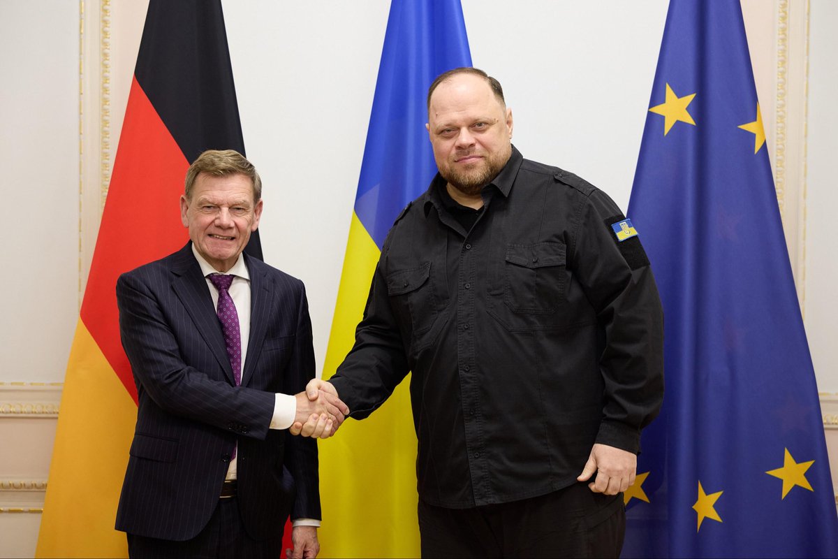 Ruslan Stefanchuk (@r_stefanchuk) on Twitter photo Held a meeting in the Verkhovna Rada of Ukraine with the Federal Minister for Foreign Affairs of Germany, <a href="/AussenMinDE/">Johann Wadephul</a>.
I thanked Germany for its substantial defence, financial, and humanitarian support for Ukraine. I noted the important decision by the German government to Held a meeting in the Verkhovna Rada of Ukraine with the Federal Minister for Foreign Affairs of Germany, <a href="/AussenMinDE/">Johann Wadephul</a>.
I thanked Germany for its substantial defence, financial, and humanitarian support for Ukraine. I noted the important decision by the German government to