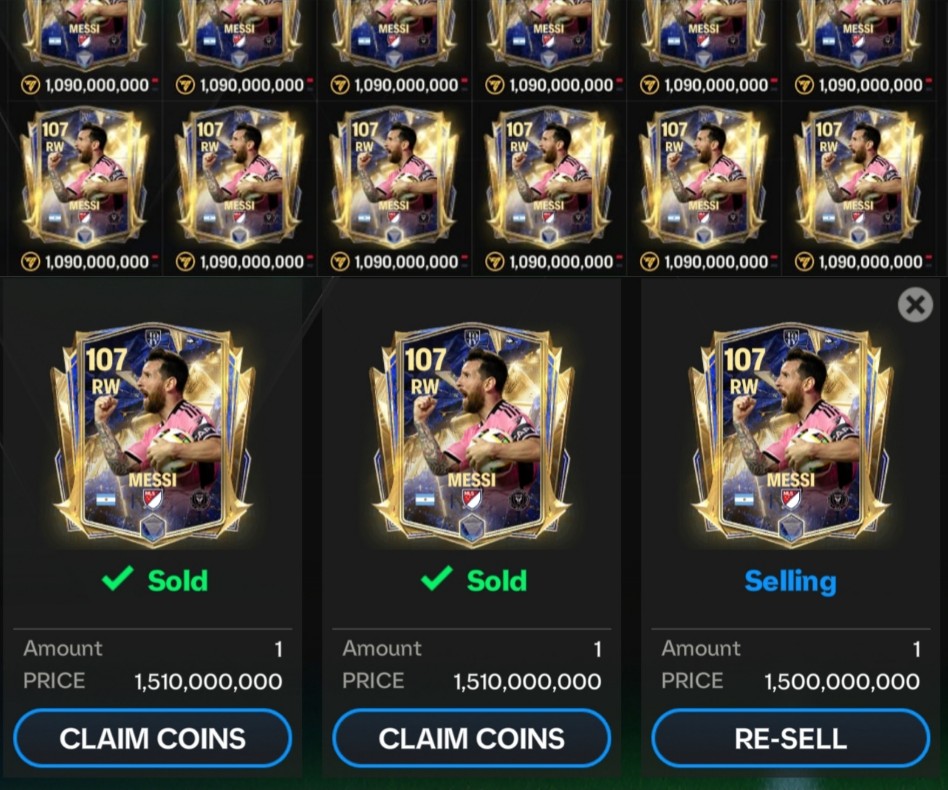 ENZO (@enzo9cfc) on Twitter photo Toty Messi investment return
⚡Total profit = 8 billion+💵
Avg buying price per card = 1 bil
Avg selling price per card = 1.5 bil
Avg profit per card = 350 mil
Total card brought = 23
#FCMobile #EAFC25 #FC25
<a href="/EASFCMOBILE/">EA SPORTS FC MOBILE</a>
🔁💙 Toty Messi investment return
⚡Total profit = 8 billion+💵
Avg buying price per card = 1 bil
Avg selling price per card = 1.5 bil
Avg profit per card = 350 mil
Total card brought = 23
#FCMobile #EAFC25 #FC25
<a href="/EASFCMOBILE/">EA SPORTS FC MOBILE</a>
🔁💙
