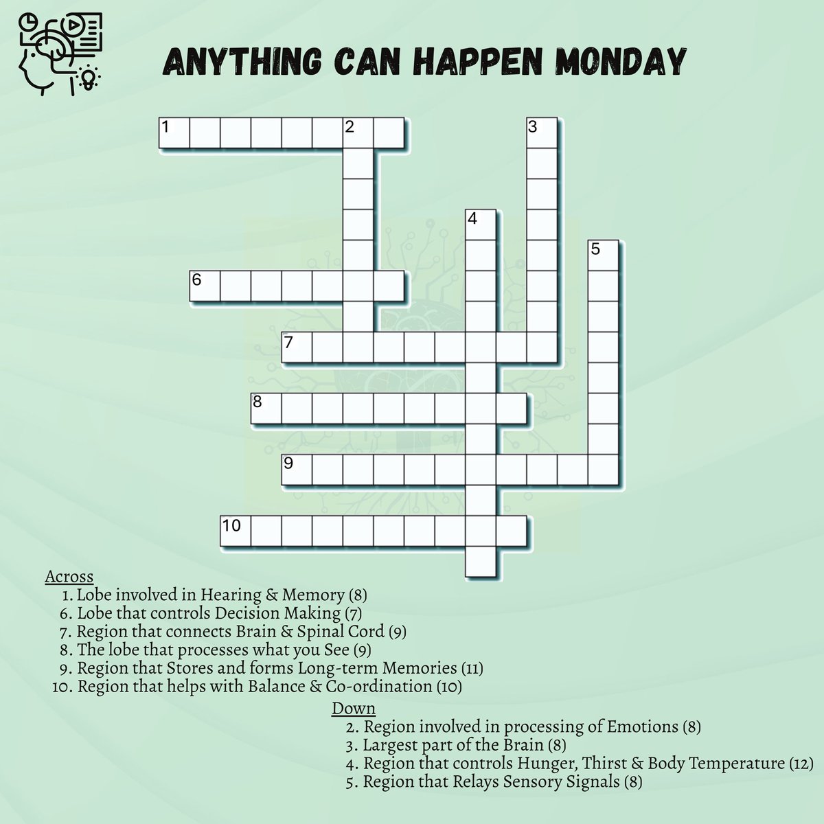 NeurosciforAll's tweet image. 🧠 It’s a crossword puzzle including all the brain areas we’ve explored so far. Test your memory, challenge your knowledge, and see how many you can get right.
Good luck, neuro-enthusiasts!
#neuroscienceforall
