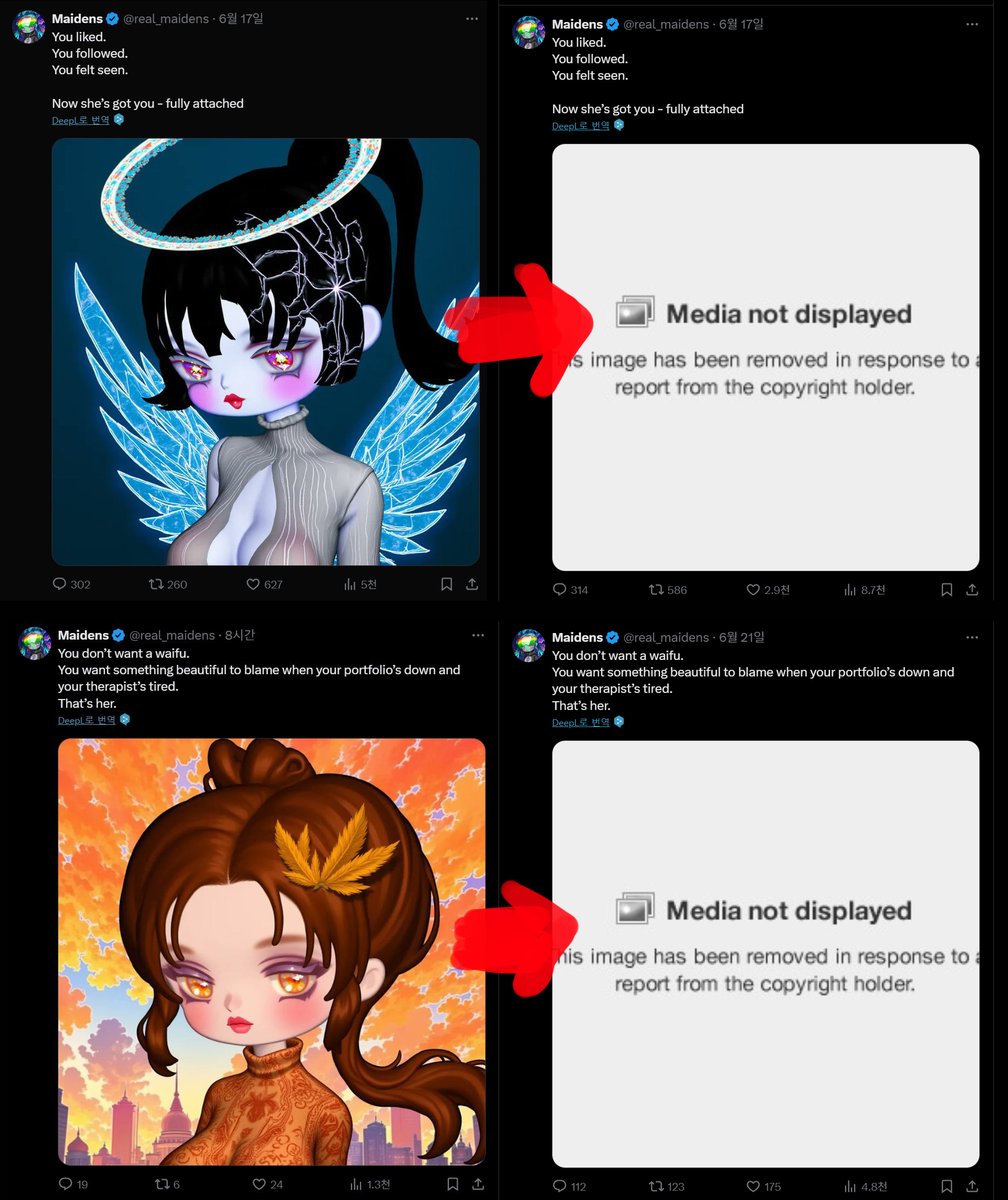 ddudungddu (@ddudungddu) on Twitter photo ⚠️ LACN Artwork Used Without Consent — Copyright Violation Confirmed ⚠️
I recently discovered that an unauthorized NFT project was created using AI-generated derivatives of my original artwork, LAZY ARCANA CHAN (<a href="/lazyarcanachan/">LAZY ARCANA CHAN</a>)
🔗 Original NFT collection that was infringed: ⚠️ LACN Artwork Used Without Consent — Copyright Violation Confirmed ⚠️
I recently discovered that an unauthorized NFT project was created using AI-generated derivatives of my original artwork, LAZY ARCANA CHAN (<a href="/lazyarcanachan/">LAZY ARCANA CHAN</a>)
🔗 Original NFT collection that was infringed: