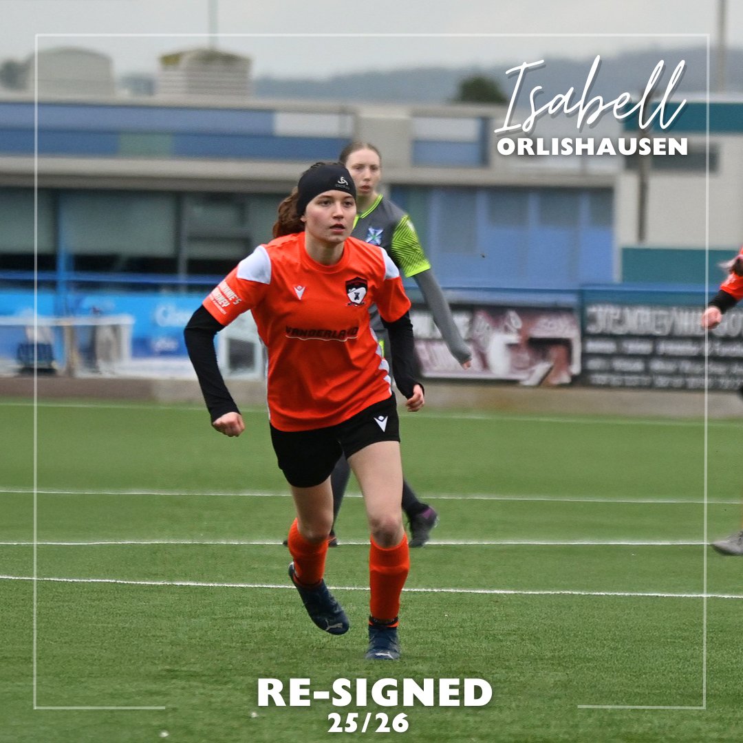 ✍️ RE-SIGNING

We are delighted to confirm the re-signing of Isi Orlishausen for the 25/26 season.

Isi joined us towards the end of last season and made an instant impact, offering an attacking threat across the forward line.  We're excited to see what she brings this year