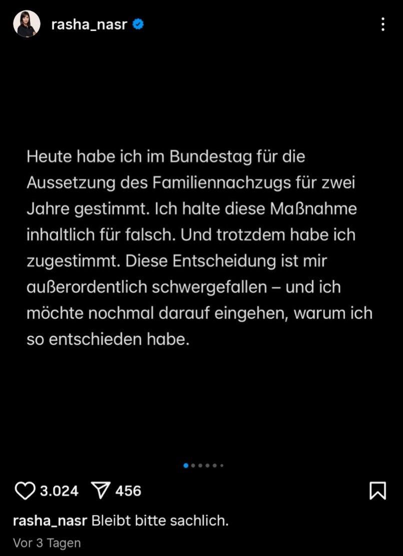 Sag doch direkt wie die Grünen "Mit Bauchschmerzen"