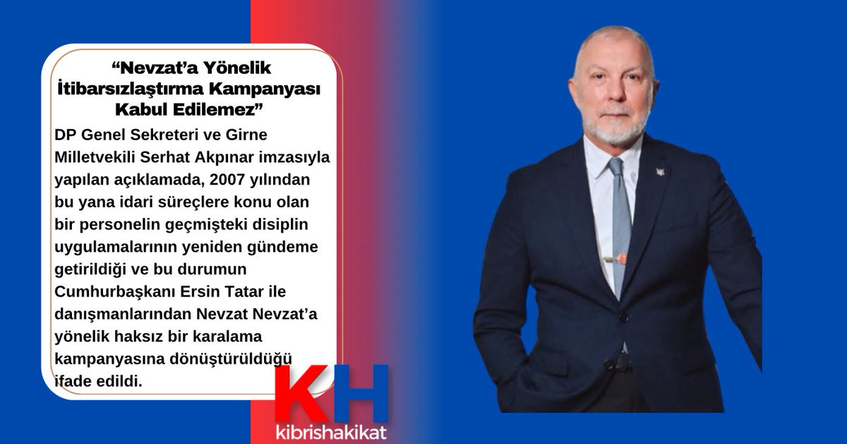 DP’den Nevzat Nevzat’a yönelik iddialara sert tepki kibrishakikat.com/?p=238105 #DemokratParti #NevzatNevzat #SerhatAkpınar #Kıbrıs #Siyaset #Hakikat #HakikatGazetesi <a href="/akpinar_serhat/">Serhat AKPINAR</a>