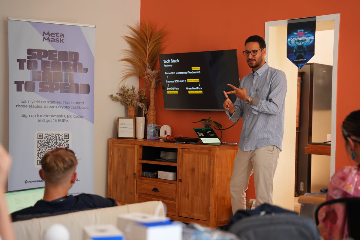 Mocaverse💼🪐 (@moca_network) on Twitter photo Full swing & full house at Moca Network’s Identity House.
<a href="/tylerdurden88/">Tyler Durden | ⦿⦿⦿ | WAR ARC MODE</a> is mentoring. <a href="/MetaMask/">MetaMask.eth 🦊</a>’s in the room. Builders? Cooking. 🧑🍳🔥 Full swing & full house at Moca Network’s Identity House.
<a href="/tylerdurden88/">Tyler Durden | ⦿⦿⦿ | WAR ARC MODE</a> is mentoring. <a href="/MetaMask/">MetaMask.eth 🦊</a>’s in the room. Builders? Cooking. 🧑🍳🔥