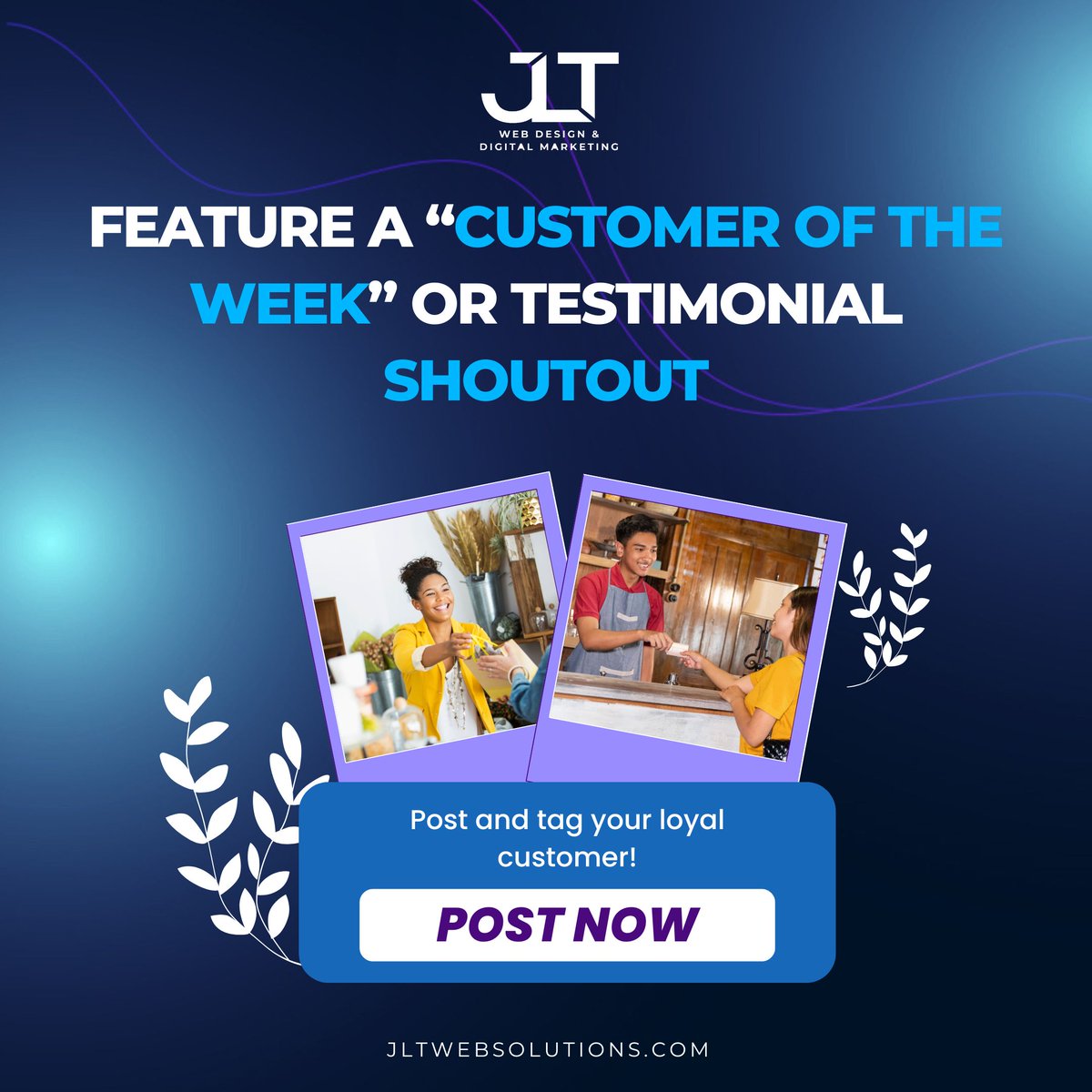 jlt_web's tweet image. Boost trust by featuring a “Customer of the Week” or testimonial shoutout! Real stories build credibility, connect emotionally, and encourage engagement. Show appreciation &amp;amp; let your clients speak for your brand! 🙌 jltwebsolutions.com/social-media-m…
#CustomerLove #JLTWebSolutions