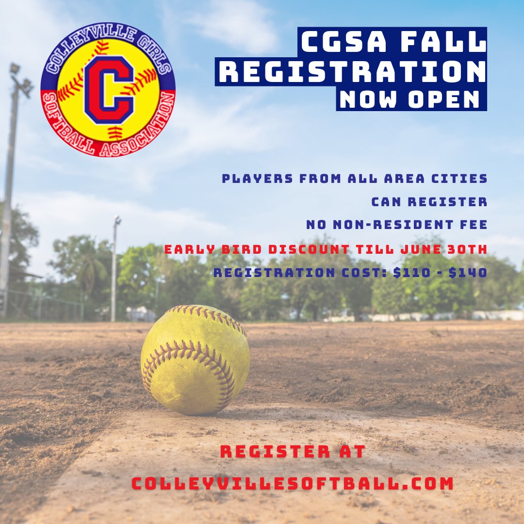 LAST DAY OF EARLY REGISTRATION‼️ Sign up now before prices increase tomorrow! colleyvillesoftball.com/current-progra…

#colleyvillegirlssoftball #colleyvilletexas #hursttx #grapevinetx #eulesstx #bedfordtx #northrichlandhills #softballmom