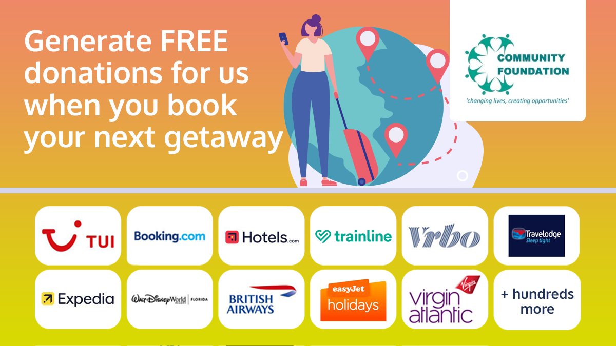 Planning a dream getaway or thinking about a quick city break? No matter where you go, there are bumper FREE donations to be raised for us when you visit @GiveasyouLive Online before you book!

giveasyoulive.com/join/thecommun…...