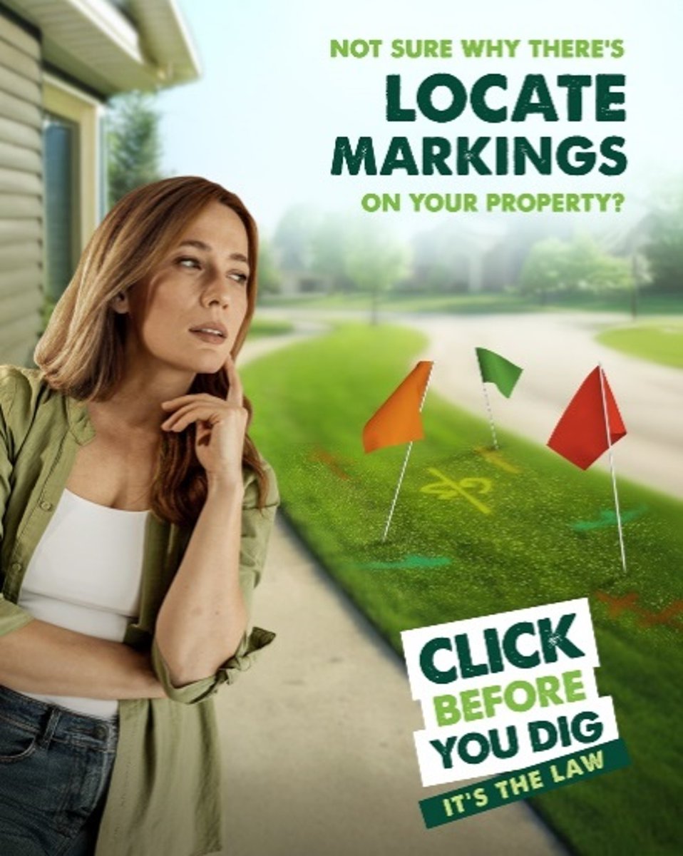 Electrical Safety Authority (ESA) (@homeandsafety) on Twitter photo Not sure why there’s locate paint or 🚩flags on your property? Here’s why: 🦺city crews may be doing repairs in your area; utility companies might be upgrading buried infrastructure; or a contractor working nearby made the request. Learn more: OntarioOneCall.ca <a href="/ON1Call/">Ontario One Call</a> Not sure why there’s locate paint or 🚩flags on your property? Here’s why: 🦺city crews may be doing repairs in your area; utility companies might be upgrading buried infrastructure; or a contractor working nearby made the request. Learn more: OntarioOneCall.ca <a href="/ON1Call/">Ontario One Call</a>