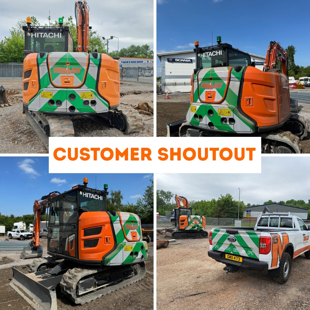 G. Molloy &amp; Son Ltd have just taken delivery of a brand-new Hitachi ZX95USB-7, featuring a custom green &amp; white Brandfix counterweight - perfectly matching their Ford Ranger! 🎨💪