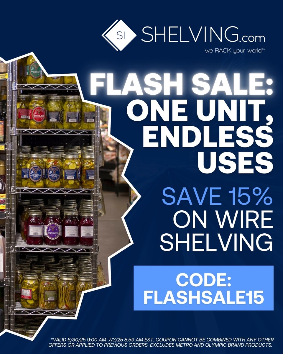STARTING NOW! Create additional storage space with durable wire shelving - now 15% off: ow.ly/zHcW50WcSvx