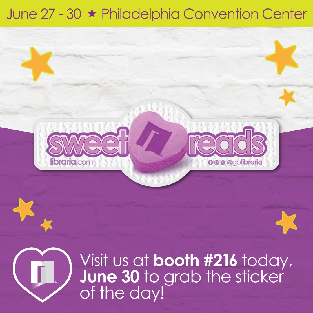 It’s the last day of ALA! 💕 Stop by Booth 216 to grab today's (June 30) sticker of the day! Get yours before they are gone!⁠
⁠
#ALA2025 #ALA #Stickeroftheday #bookvendor