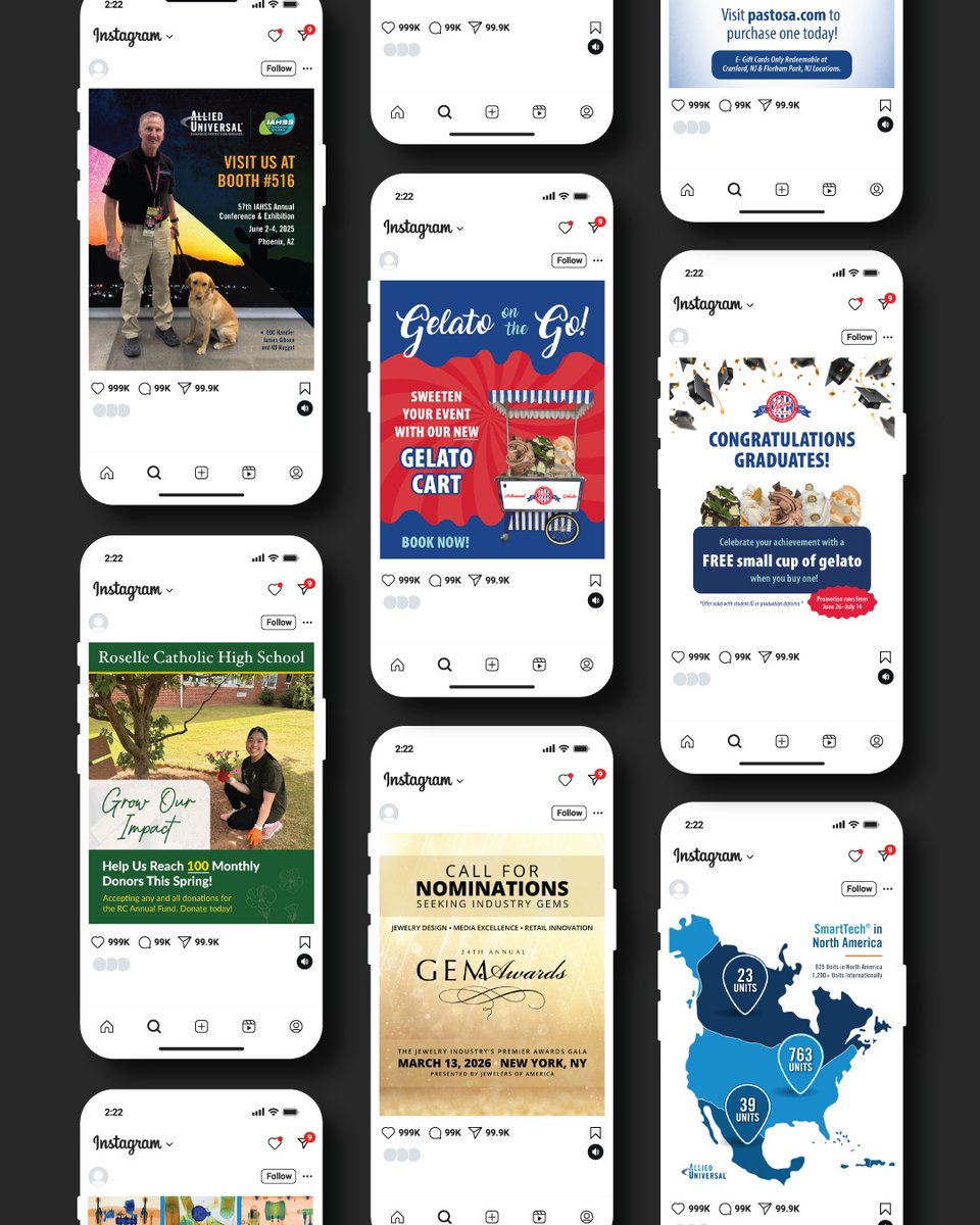 OnTheMarkComm's tweet image. We’re proud to power the posts behind our clients’ brands. Today we’re resharing just a few of the moments we’ve helped bring to life! 📱✨

#SocialMediaDay #onthemark #communications #marketingagencies  #contentcreation #accountmanagement #graphicdesign #copywriting  #njbusiness