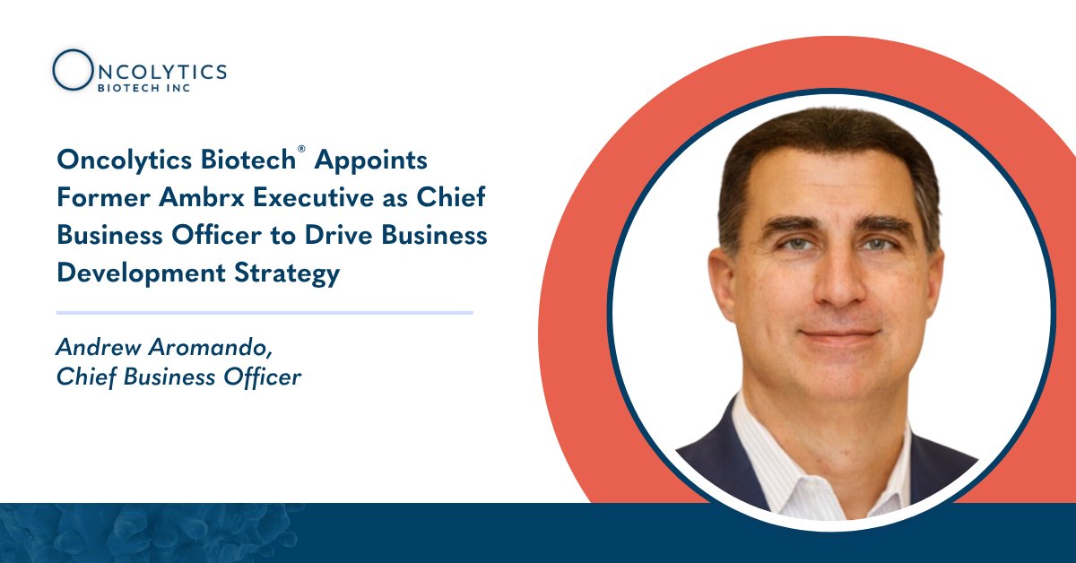 Andrew Aromando has joined Oncolytics as Chief Business Officer. He will lead global business development while contributing to corporate, clinical and regulatory strategies as we pursue aggressive clinical and business development initiatives. Read more: bit.ly/45P1qGm