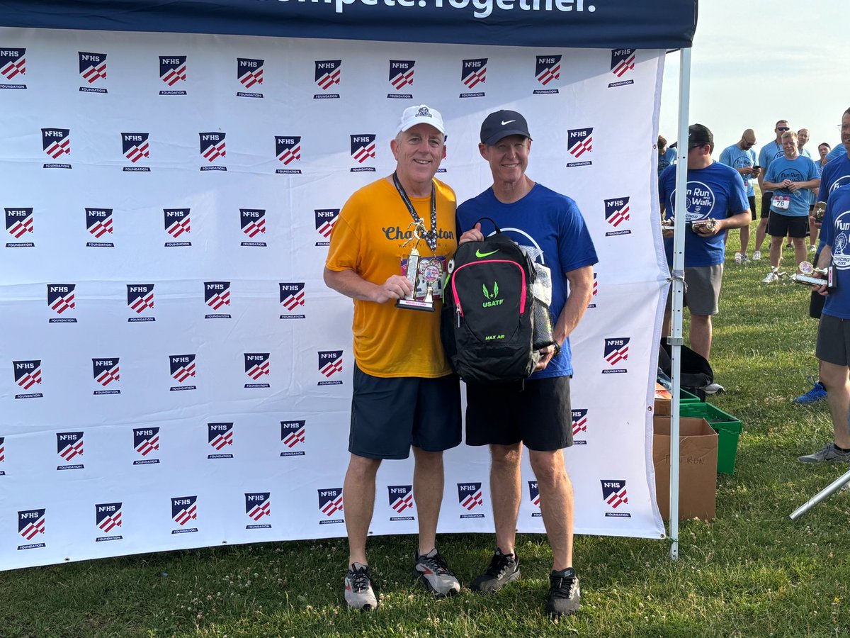 TheWVSSAC's tweet image. WVSSAC staff members Dan Comer, Jaclyn Swayne and Wayne Ryan (along with Jaclyn's daughter Isabella) participated in the NFHS 5K Run/Walk this morning. Congrats to Dan for finishing as the Men's Walk Champion!